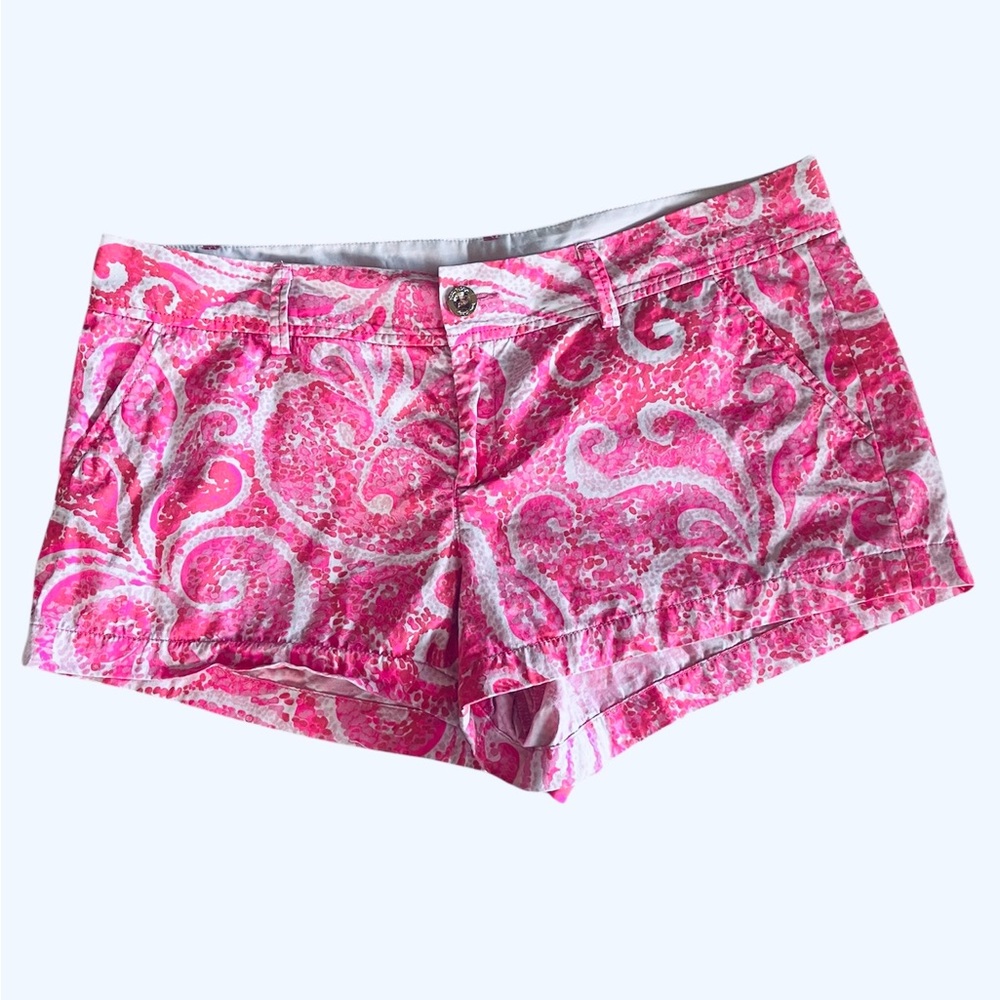 Lilly Pulitzer The Walsh‎ Short Pink Swirl Jean Shorts Sz 14